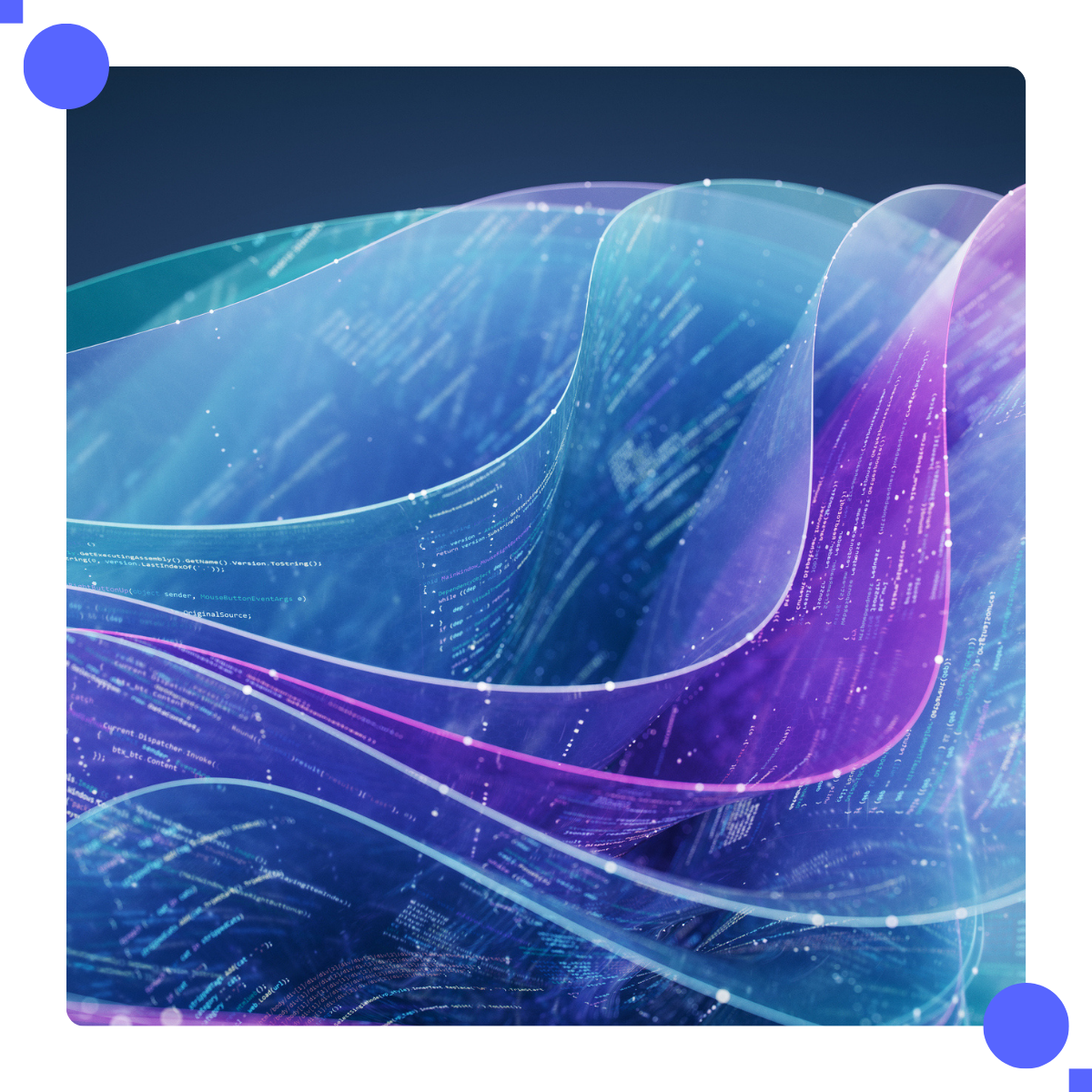 Abstract image of wavy technical terminal windows.